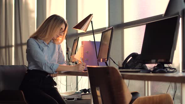 Girl Software Developer Coding On Computer PC And Remote Chatting Webinar. Design Internet Online. alt