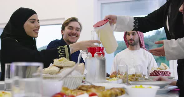Muslim Family Having a Ramadan Feast
