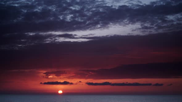 Early Morning, Sunrise over Sea. Timelapse
