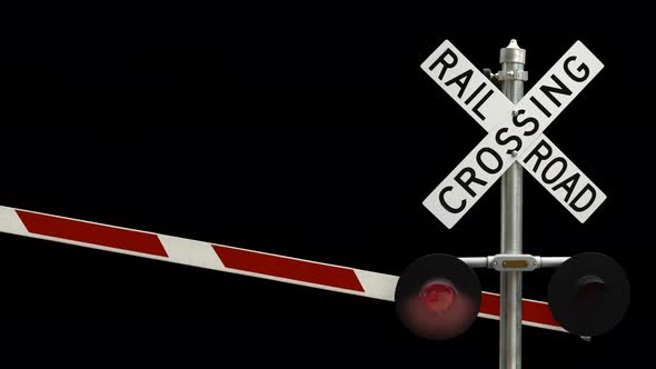 Railroad Crossing With Flashing Lights alt