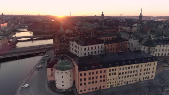 Drone Shot of Buildings in Stockholm City