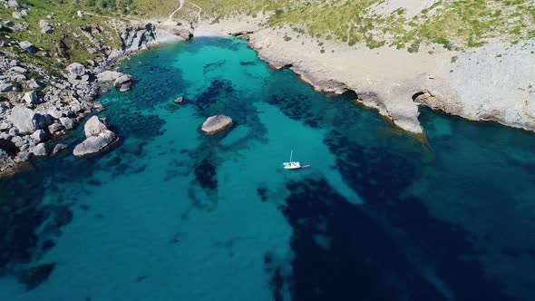 Flight Over Beautiful Seashore at Mallorca