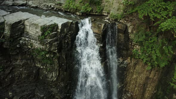 Waterfall on the Mountain River Carpathians alt