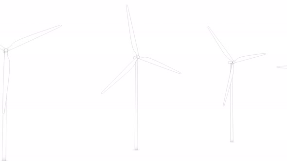Drawing Farm Wind Generators in 3d Style Renewable Energy Concept Ecology Environment alt