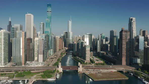 Epic Chicago Downtown Skyline  Aerial Footage Cinematic Bridge at Blue River alt