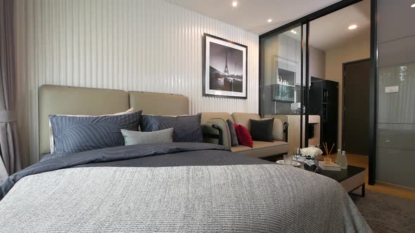 Fully Furnished Bedroom fulled with Stylish Furnitures and good Lighting alt