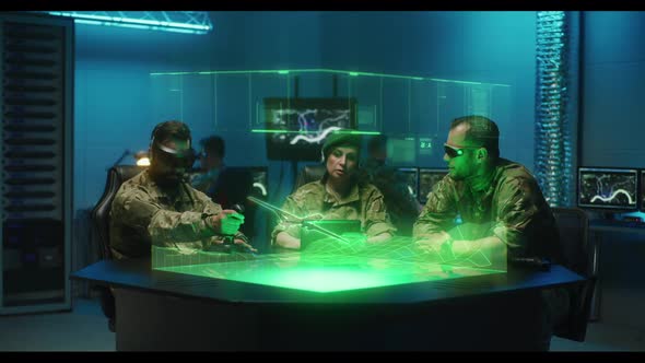 Soldiers Remote Controlling Combat Drone alt