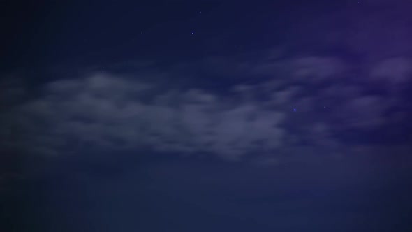 8K Night Stars in Cloudy Blue Sky