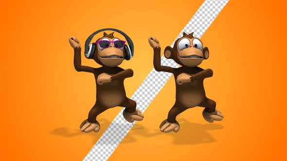 Monkey Cartoon 3d Character - Gangnam Style Dance (3-Pack)