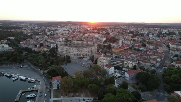 Pula Croatia Stone Wall of the Roman Amphitheater in Pula alt
