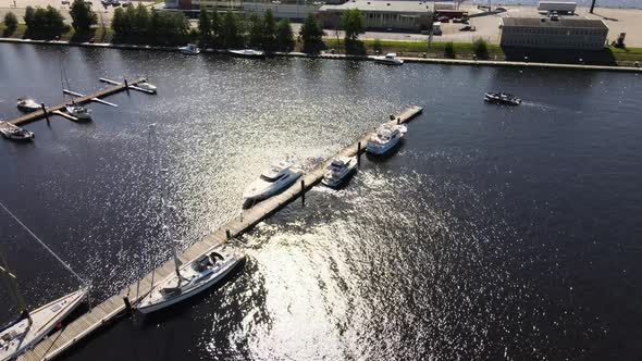 Sunny sunset in yacht club alt