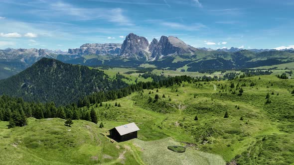 Beautiful summer day in the Dolomites mountains alt