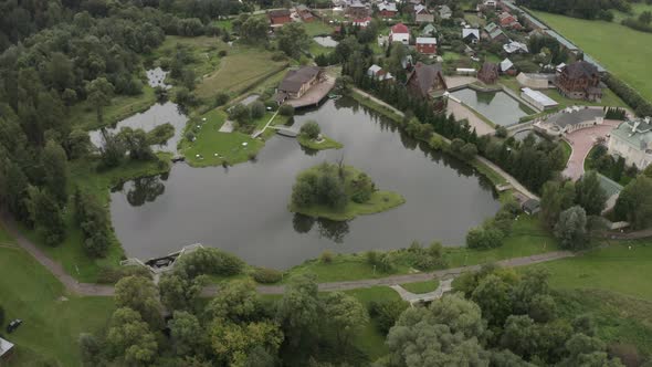 Summer Pond Next to Chic Cottages in the Summer