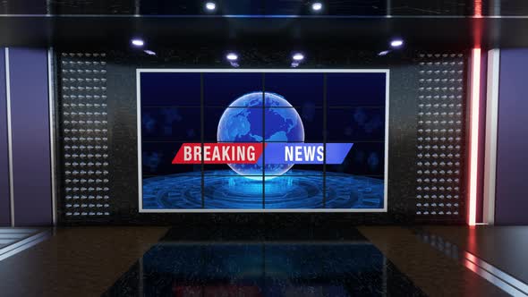 Virtual News Studio Set Green Screen Background Loop 4k alt