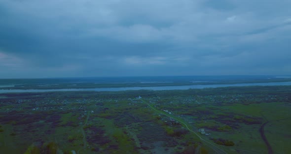 Private Residential Area in Ecological Zone View From Drone in Dusk in Gloomy Weather  Prores