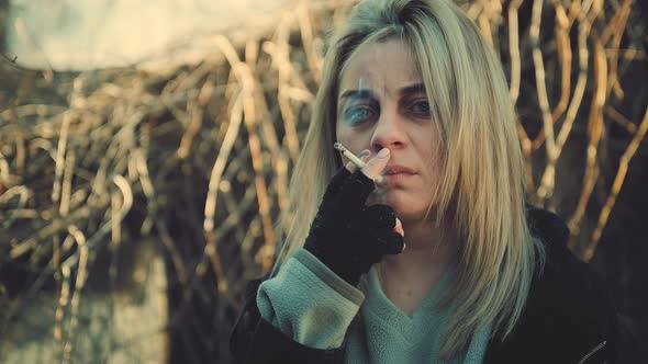 Young Woman with a Cigarette Crying alt