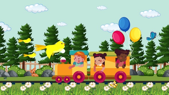 Kids travelling in Train - Children's day