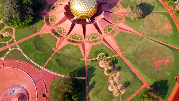 Arial View of Auroville. Auroville is an experimental township in Viluppuram district mostly in the alt