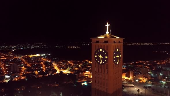 Night scape of catholic sanctuary at Aparecida city Brazil at night. alt