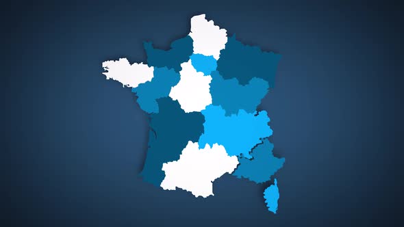 Motion Graphics Animated Map of France Forming - Blue