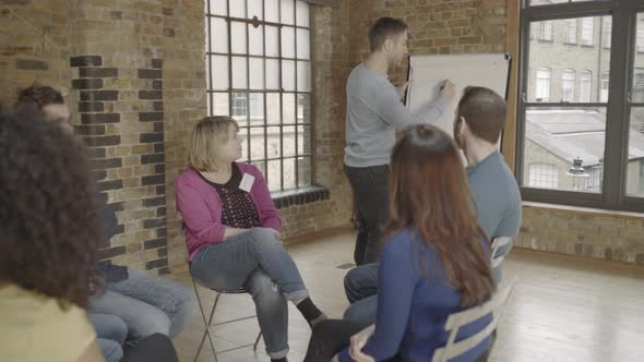 Group in workshop looking at whiteboard