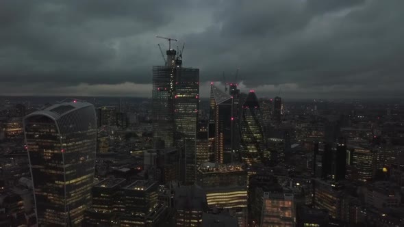 Establishing Aerial Drone View of Financial District in London City Skyscrapers Gherkin The alt