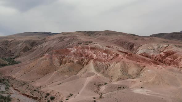 Red mountains landscape in Kyzyl-Chin valley also called as Mars valley in Altai