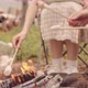 Diverse Friends Eating Fried Marshmallows by Campfire - VideoHive Item for Sale