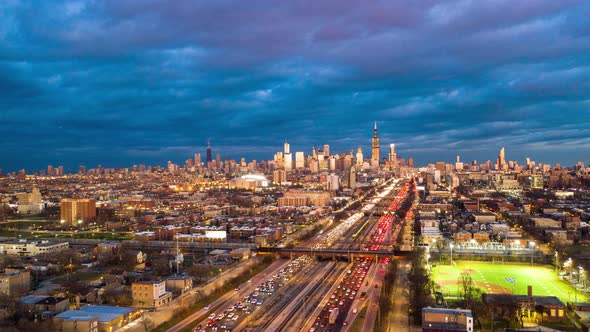 Chicago Traffic From Above - Aerial Time Lapse alt