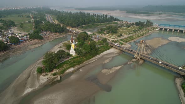 City of Haridwar state of Uttarakhand in India seen from the sky alt