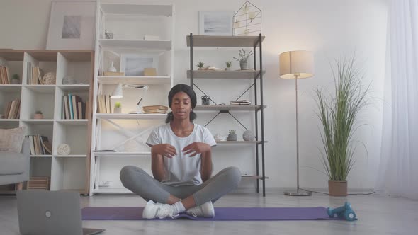 Home Meditation Indoors Yoga Woman Relaxing Lotus alt