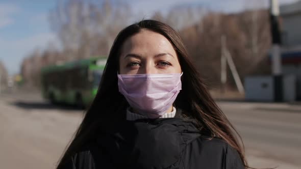 Woman Wearing Protective Mask On Street