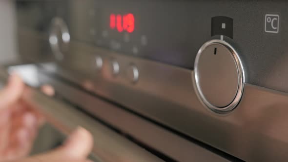 Kitchen digital oven dials setting for cooking 4K 2160p UltraHD footage - Contemporary kitchen oven  alt