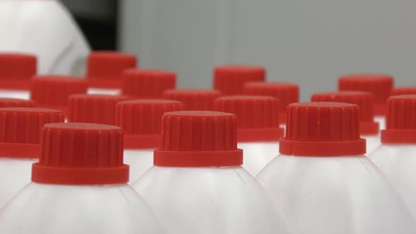Closeup Shot Showing Bottles of Disinfectant