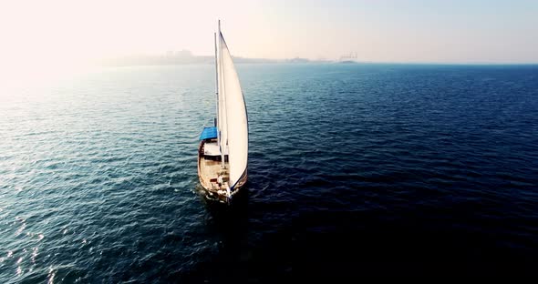 Aerial View of the Palinuro Sailing Ship at Sea