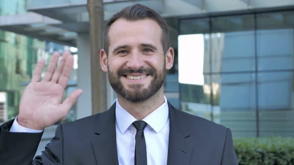Hello Welcoming Beard Businessman Outside Office alt