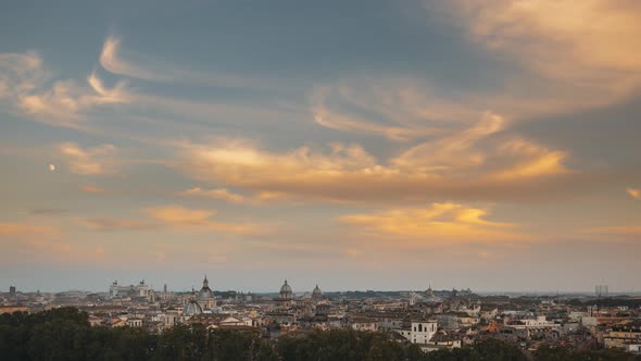 ome, Italy. Transition Day Evening To Night Timelapse