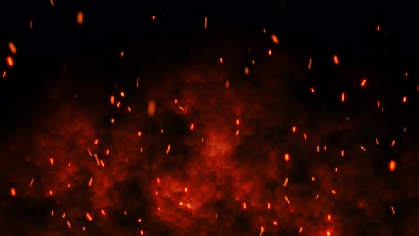 transaktion coping sfærisk Burning red hot sparks rise from large fire in the night sky, Motion  Graphics