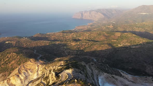 Aerial View of a Gypsum Quarry Mine on the Coast of Crete, Greece