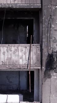 Vertical Video of War in Ukraine  Destroyed House alt