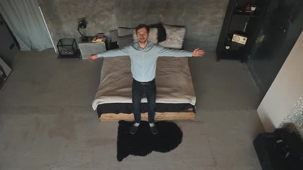 Tired Handsome Businessman Lying On Couch After Hard Work. alt