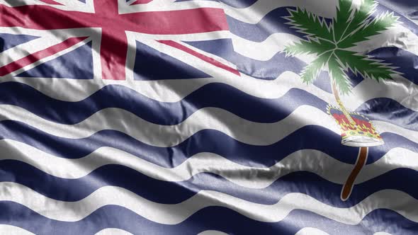 British Indian Ocean Territory textile flag waving on the wind. Slow motion. 20 seconds loop.  alt