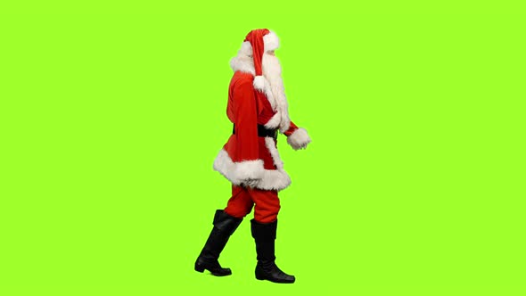 Santa Claus Walking on Green Screen Background, Chroma Key