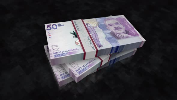 Colombia Pesos money banknote pile packs alt