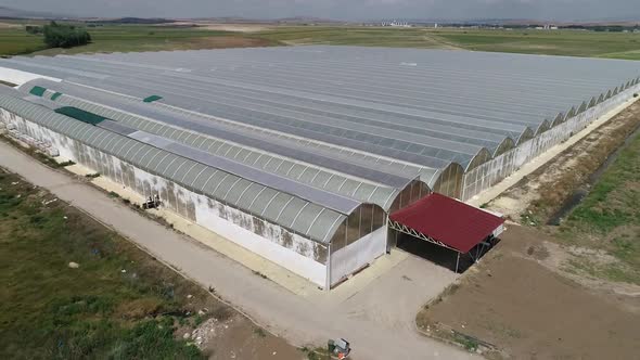 Greenhouse And Land Aerial View
