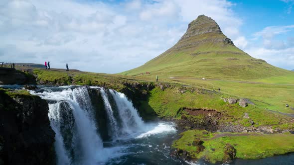 Time Lapse Footage of Kirkjufell Mountain Landscape in Iceland Summer alt