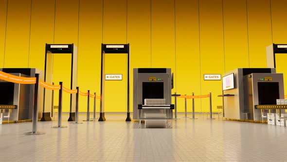 Loopable view at airport security check. Body scanners and luggage X-ray. 4k HD alt