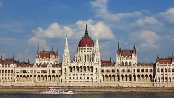 Budapest - Parliament at Day- Time Lapse. Hungary