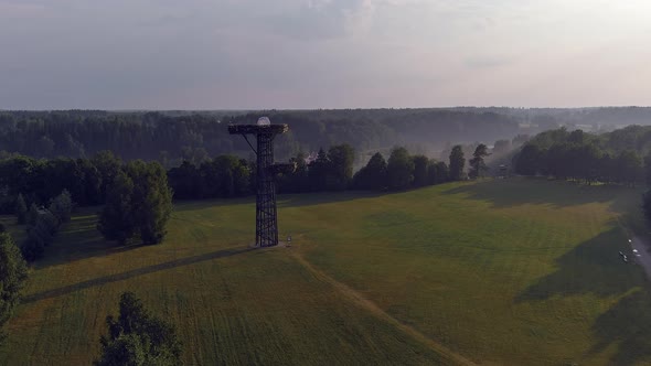 Beautiful Aerial Shot of the Pesapuu Lookout Tower in Estonia