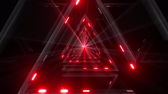 4k Red Triangle Flashing Light Tunnel